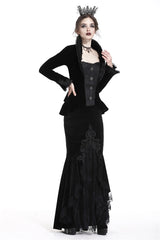 Black Velour Lace Spliced Women's Gothic Mermaid Maxi Skirt - Product - 6