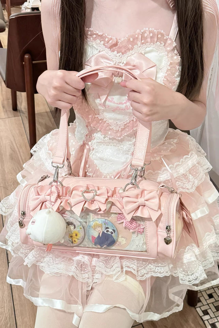 Sweet Heart-shaped Metal Decoration Bow Japanese Itabag 5 Colors - Pink - 1