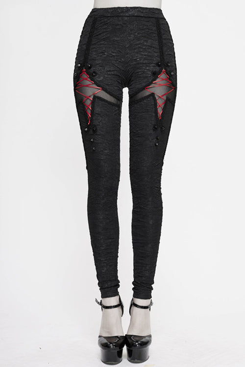 Black Gothic Laced Up Sexy Knit Leggings Womens Pants - Product - 2