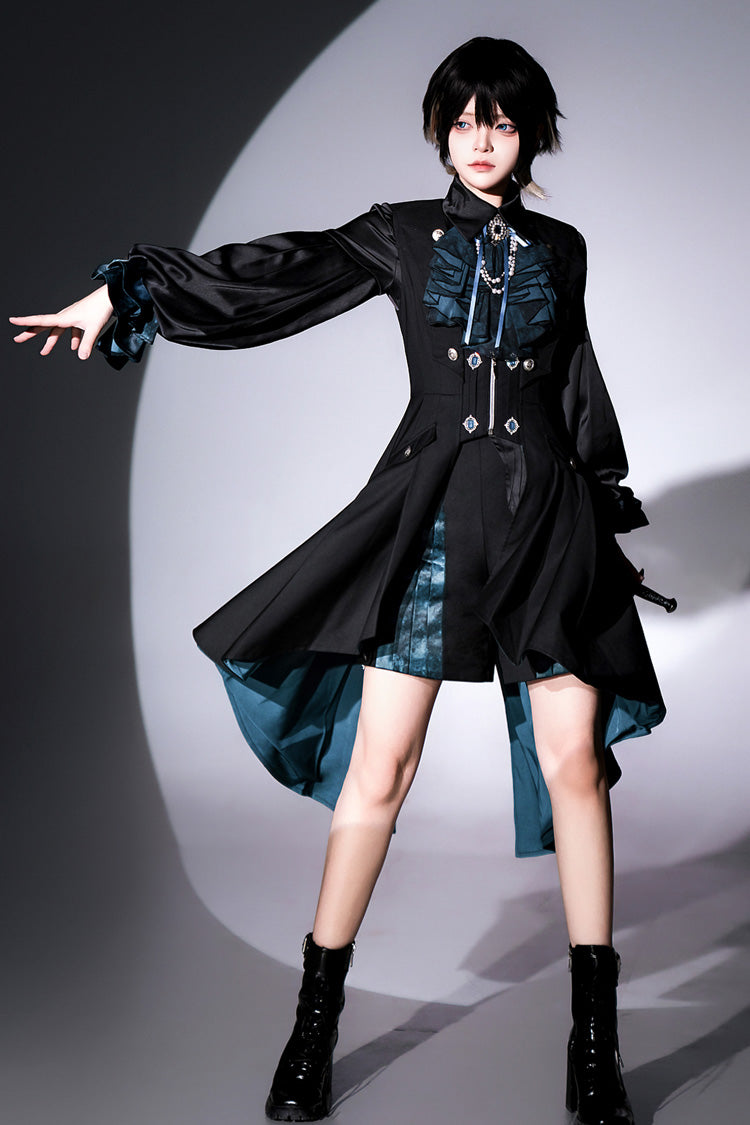 Black [Deep Music] Long Sleeves Gothic Elegant Ouji Lolita Four-piece Set - Black - 1