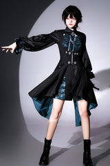Black [Deep Music] Long Sleeves Gothic Elegant Ouji Lolita Four-piece Set - Black - 1