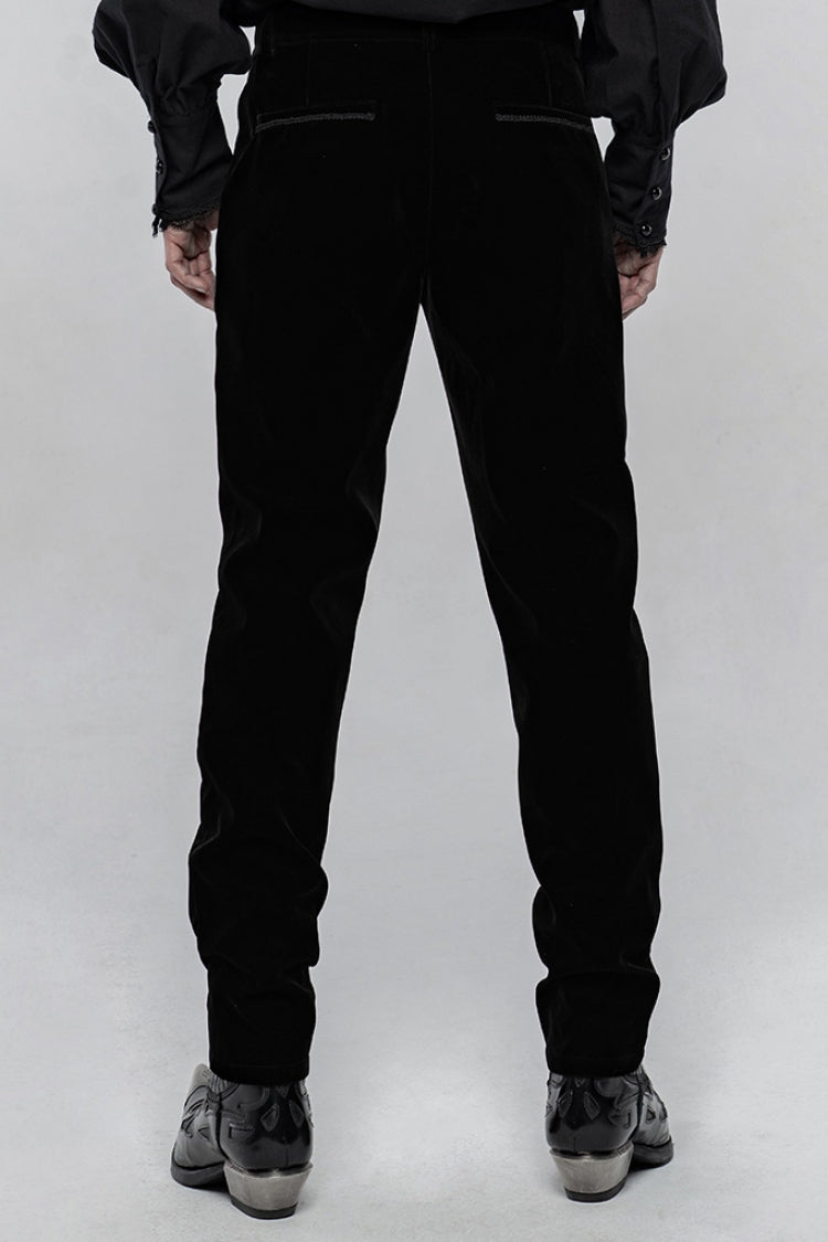 Black Buttons Embroidery Men's Gothic Straight Leg Pants - Product - 3