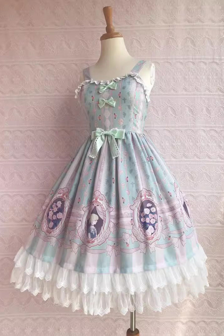 Double Layer Rose Lover's Dream Print Ruffle Bowknot Sweet Lolita Jsk Dress 3 Colors - Product - 2