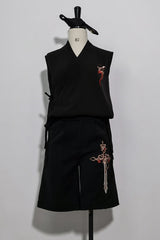 Black Vintage Night Command Rose Thorns Embroidery Ouji Lolita Shorts - Product - 7
