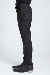 Black Double Buckles High Waisted Embroidery Men's Gothic Suit Pants - Product - 3