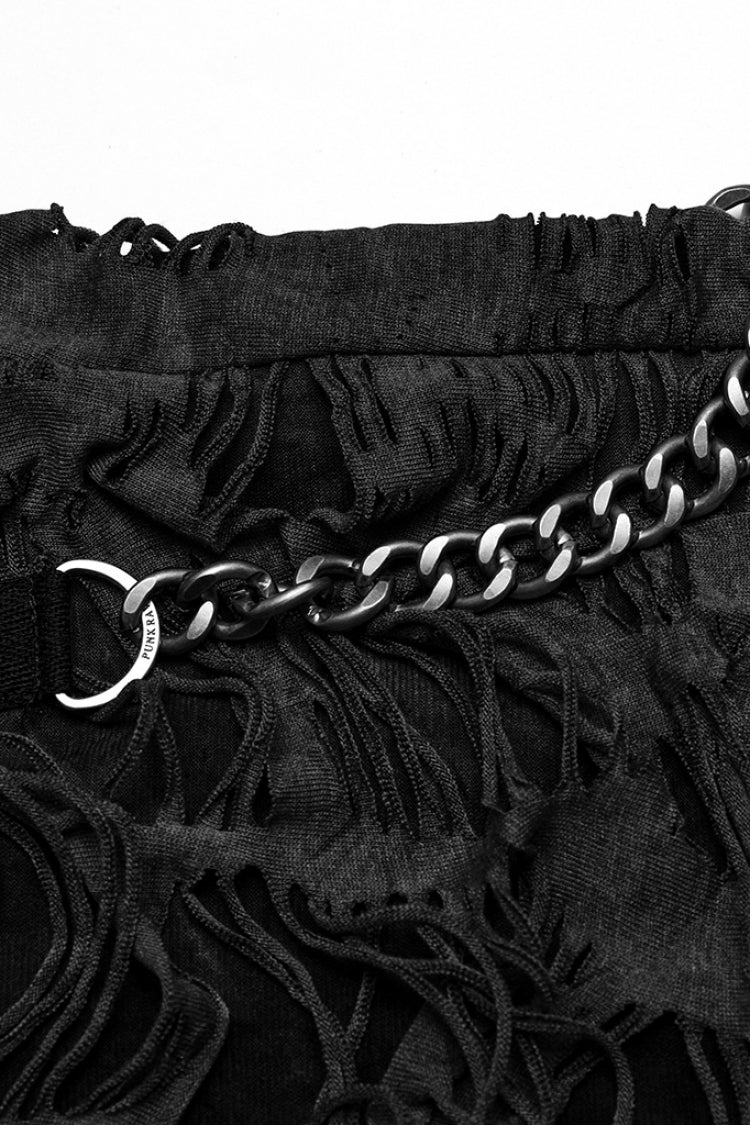 Slim Ripped Eyelet Chain Women's Steampunk Leggings 2 Colors - Product - 6