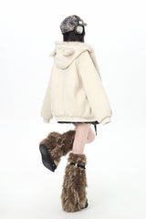 [First Generation Cute] Long Sleeves Print Cat Ear Hooded Zipper Sweet Lolita Coat 2 Colors - Product - 10