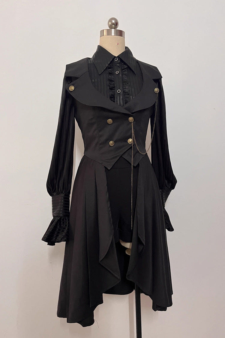 Black [Moonstone] Sleeveless Ruffle Ouji Gothic Prince Lolita Long Vest - Black - 1