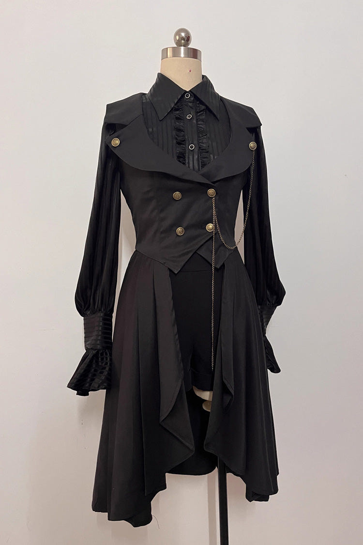 ブラック [Moonstone] ノースリーブ フリル 王子系 ゴシック Prince ロリータ ロング ベスト 商品画像