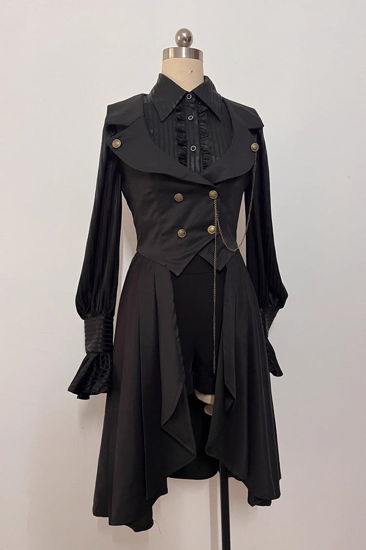 Black [Moonstone] Sleeveless Ruffle Ouji Gothic Prince Lolita Long Vest - Black - 1