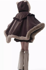 Brown [Fluffy Little Bear] Sleeveless Printed Ruffled Bow Sweet Lolita Strap Dress - Product - 11