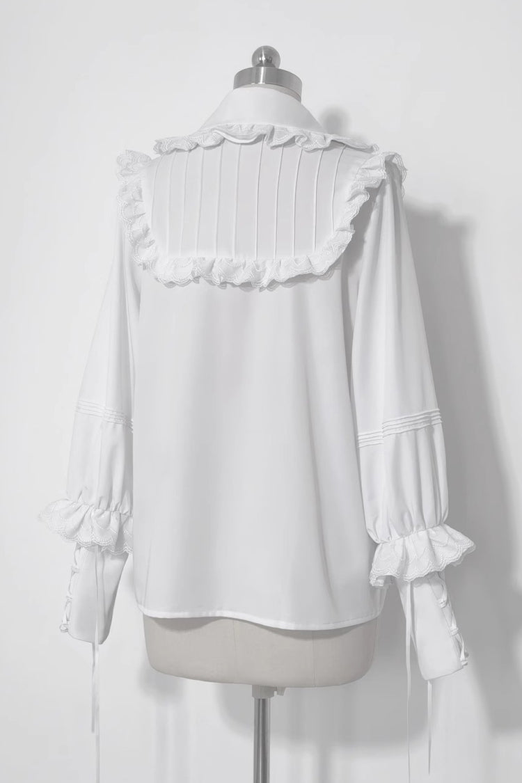 White Pure Color Rabbit Theater Ouji Lolita Blouse - Product - 2