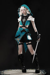Blue/Green [Traveler’s Outfit] Print Embroidery Hooded Ouji Fashion Sweet Handsome Lolita Set - Product - 6