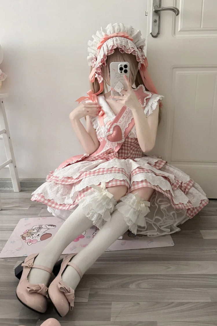 Pink [Star Grant Angel] Triple-Layered Print Ruffle Sweet Lolita Dress - Product - 6