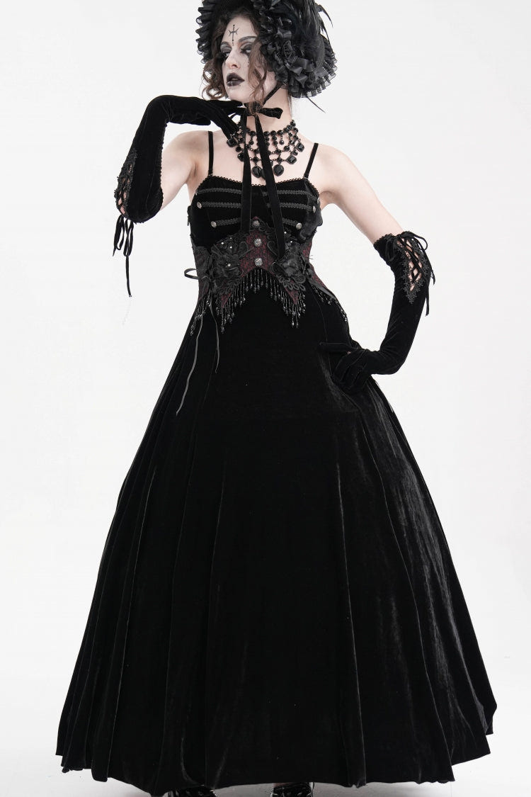 Black Tassels Hanayome Lace-Up Women's Gothic Slip Wedding Dress - Product - 5