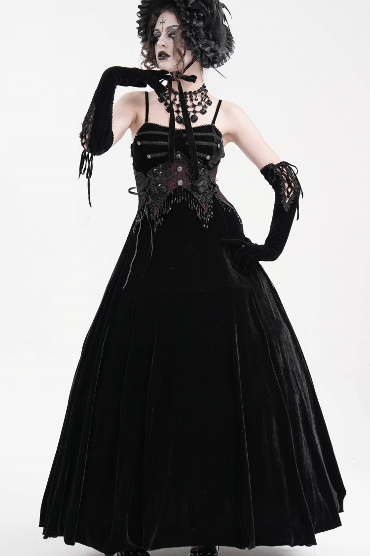 Black Tassels Hanayome Lace-Up Women's Gothic Slip Wedding Dress - Product - 5