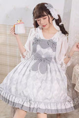 Grey Alice Bunny Ruffle Bowknot Sweet Princess Lolita Jsk Dress - Product - 2