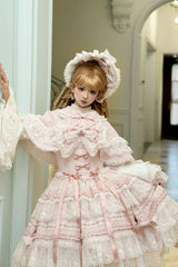 Pink [Reinas] Sleeveless Ruffle Bowknot Lace Sweet Lolita Jsk Dress - Product - 10