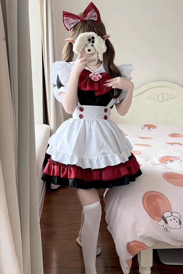 Black/Red/White [Vampire] Short Sleeves Ruffle Cat's Paw Bowknot Gothic Plus Size Lolita Dress Full Set - Product - 4