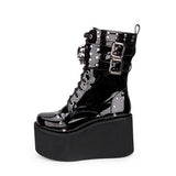 Black Skull Decorative Side Zip Gothic Lolita Boots - Product - 4