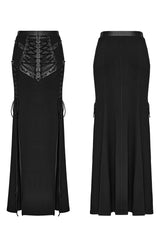 Black Lace-Up Rivet Women's Punk Fishtail Skirt - Product - 5