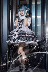 White/Black Multi-layer Ruffle Bowknot The Covenant of Summer Isle Gothic Princess Lolita Jsk Dress - Product - 4