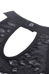 Black Halterneck Eyelet Lace-Up Ripped Women's Punk Tank Top - Product - 15