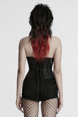 Black Lace-Up Buckle Overbust Women's Punk Corset - Product - 3