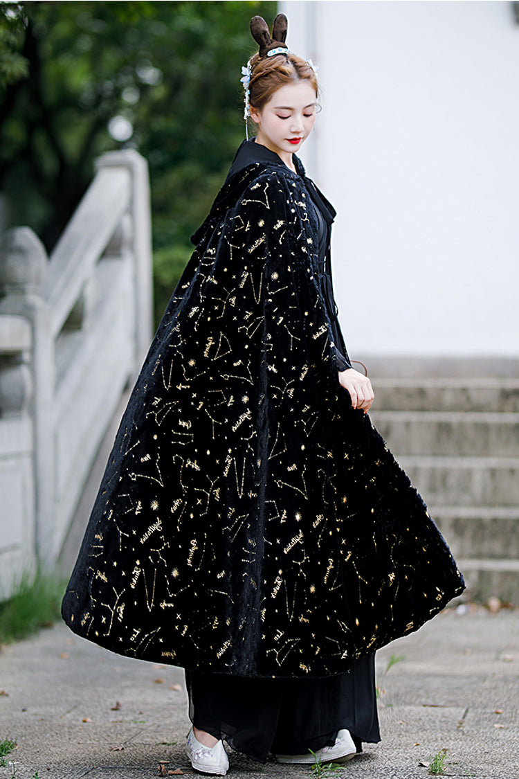Black Costume Polka Dot Print Classic Hanfu Dress - Product - 6