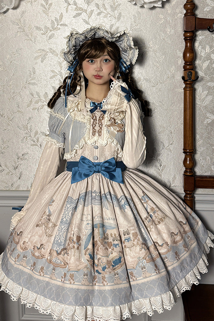 Sea Salt Fairy Tale Doll Short Sleeves Print Ruffle Bowknot Sweet Lolita Dress 2 Colors - Product - 12