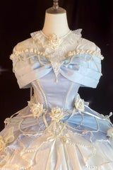 Blue Hanayome Cardigan Elegant Princess Sweet Lolita Strapless Dress - Product - 4