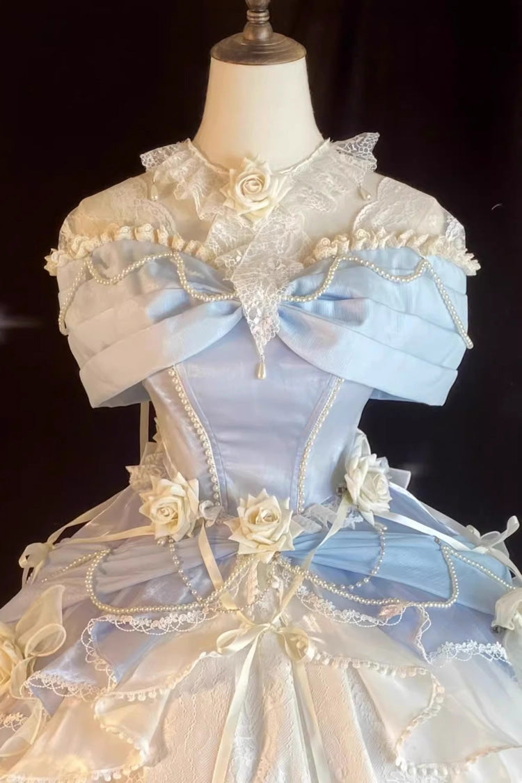 Blue Hanayome Cardigan Elegant Princess Sweet Lolita Strapless Dress - Product - 4
