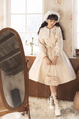 Tulip Long Puff Sleeves Embroidery Slim Sweet Lolita Coat 2 Colors - White - 1