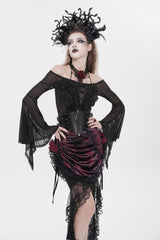 Black Crochet Lace-Up Slim Zippered Women's Gothic Accessory Zip Girdle - Product - 11