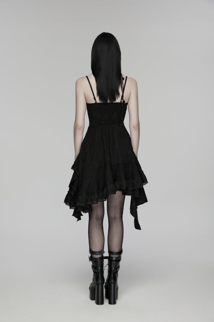 Black Embroidered loral Embroidered Asymmetric Women's Gothic Jsk Dress raduation Dress - Product - 3