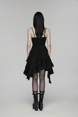 Black Embroidered loral Embroidered Asymmetric Women's Gothic Jsk Dress raduation Dress - Product - 3