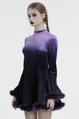 Black/Purple Long Sleeves Gradient Women's Gothic Dress - Product - 2