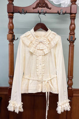[Fox Band] Long Sleeves Ruffle Lace Sweet Lolita Blouse 3 Colors - Ivory - 1