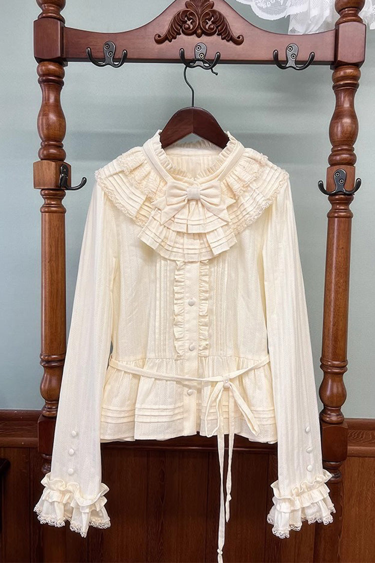 [Fox Band] Long Sleeves Ruffle Lace Sweet Lolita Blouse 3 Colors - Ivory - 1