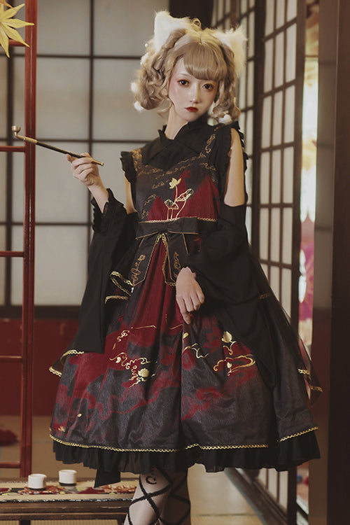 Chinese Style Cloud Fox Print Classic Lolita JSK Dress - Product - 6