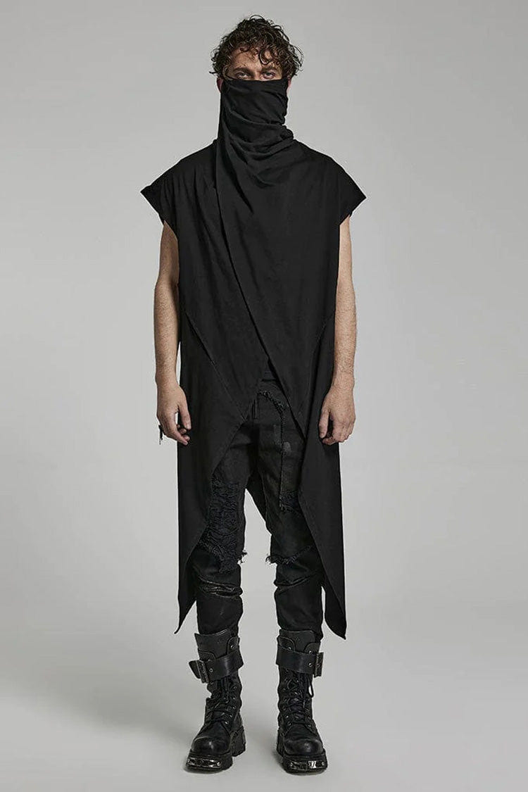 Spiked Hem Doomsday Irregular Mens Steampunk Vest 2 Colors - Black - 1