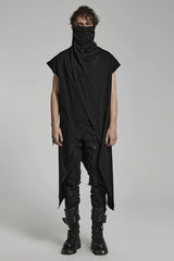 Spiked Hem Doomsday Irregular Mens Steampunk Vest 2 Colors - Black - 1