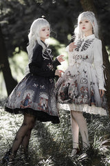 Dark Fairy Tale Print Ruffle Bowknot Gothic Lolita Jsk Dress 2 Colors - Product - 9