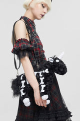Black Unicorn Embroidered Plush Gothic Dual Purpose Handbag - Product - 4