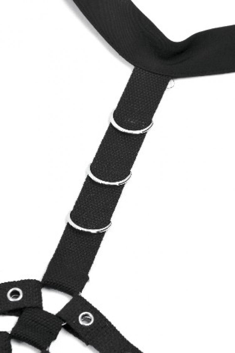 Black Women's Punk Halter Eyelet Chest Harness - Product - 12