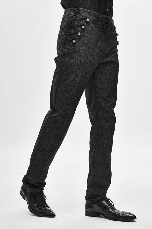 Black Party Up Fancy Patterned Gothic Mens Pants - Product - 2