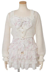 Jirai Kei Long Sleeves Multi-Layered Printed Ruffled Bow Sweet Dress 3 Colors - White - 12