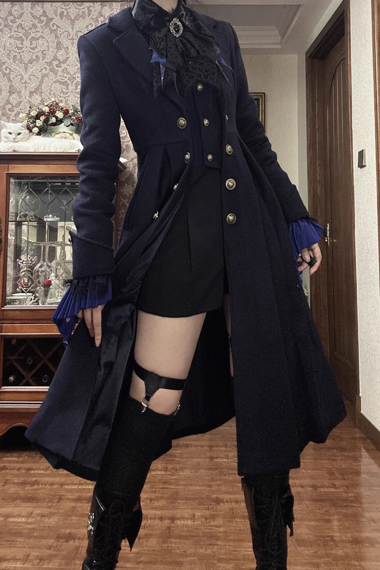 [Paranoid’s Punishment ] Wool Long Sleeves Slim Gothic Lolita Trench Coat 4 Colors - Product - 6