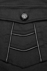 Black Lapel Collar Short Sleeves Men's Punk Blouse - Product - 6
