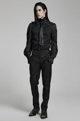 Black Cross Spike Print Embroidery Men's Gothic Tie - Product - 5